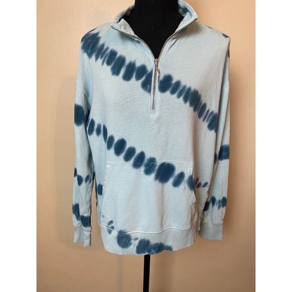 Old Navy Quarter Zip sweater womens small blue tie dye 1/4 pullover - Picture 1 of 5